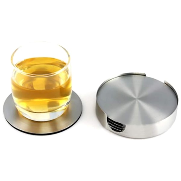 6st Bordsunderlägg för drycker i rostfritt stål, glasunderlägg