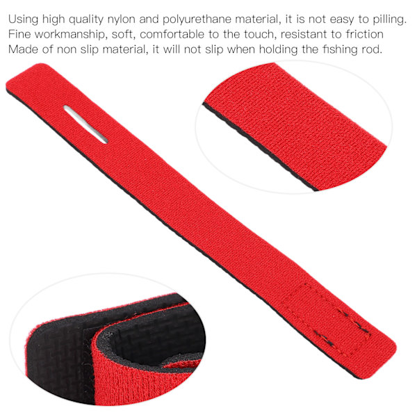100 stk fiskestangstroppstroppstangfestebåndstang elastisk wrap holder borrelåsdesignrød