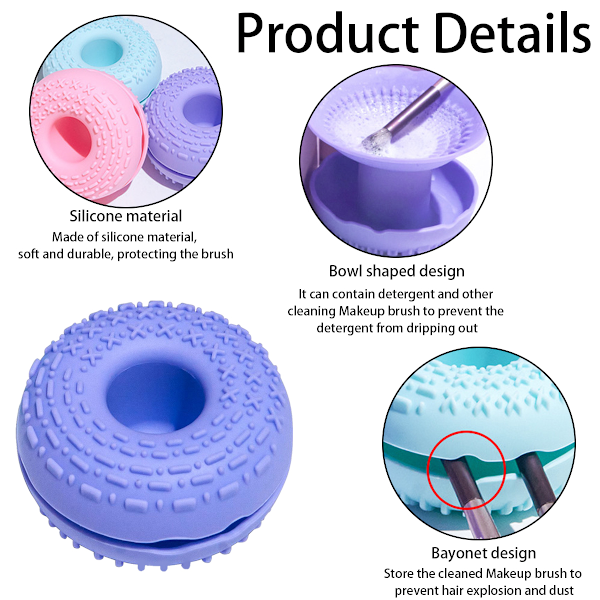 Sminkebørste rengjøringsmatte, silikon, bærbar, for sminkebørster