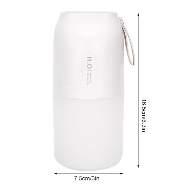 300 ml dubbelspray luftfuktare diffusor USB-laddning nanometerförstoftning 2 växlar nattljus vit