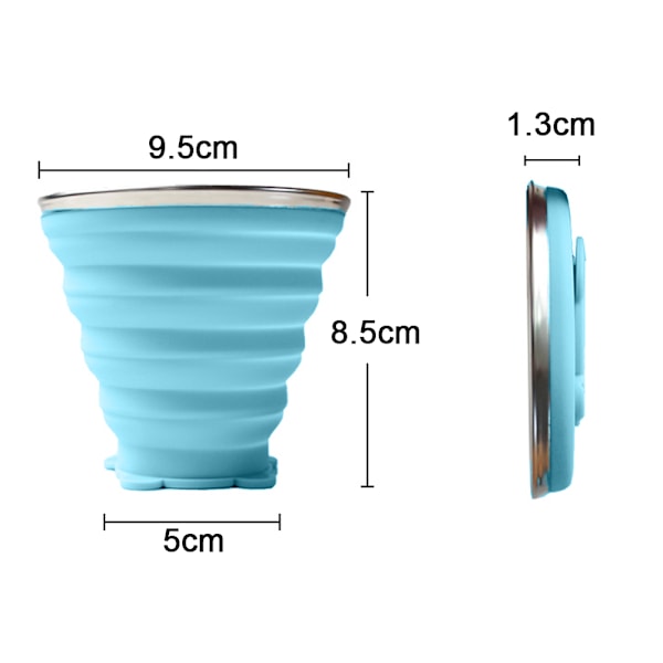 Foldbar kopp i silikon, sammenleggbar og uttrekkbar