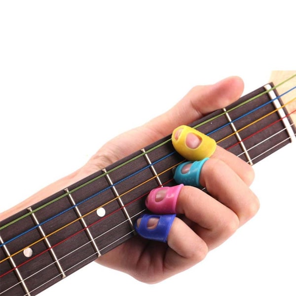 Gitar fingertuppbeskyttere Silikon fingerbeskyttere Tilfeldig farge