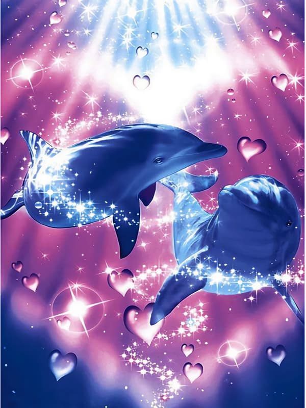 Målad 30*40cm 5D Diamant Full Diamant Korsstygn (5)Delfin