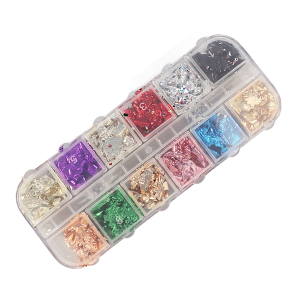 5 bokser 12 farger neglefolie flak sequin sett glitter neglekunst tabletter DIY manikyr dekorasjon