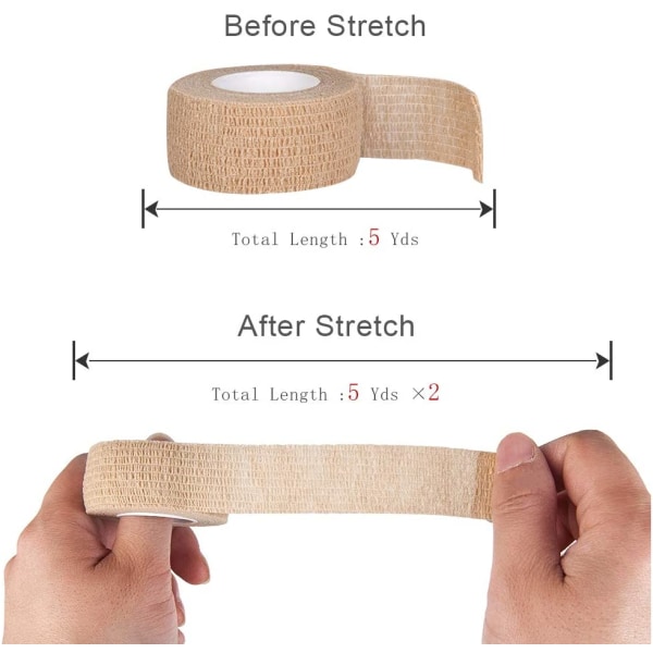 24 rullar självhäftande sammanhängande bandage WrapMedical tejp för