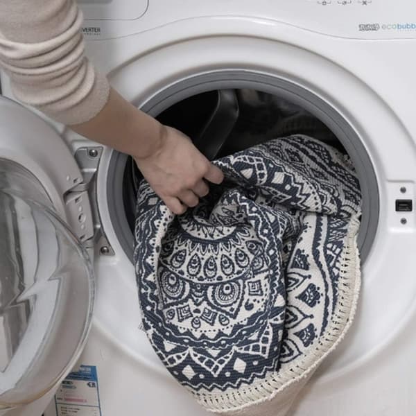 Bohemisk Stil Fläckresistent Väderbeständig Polyesterfibermatta Med PVC-bottenlager För Vardagsrum Sovrum Barnrum Badrum