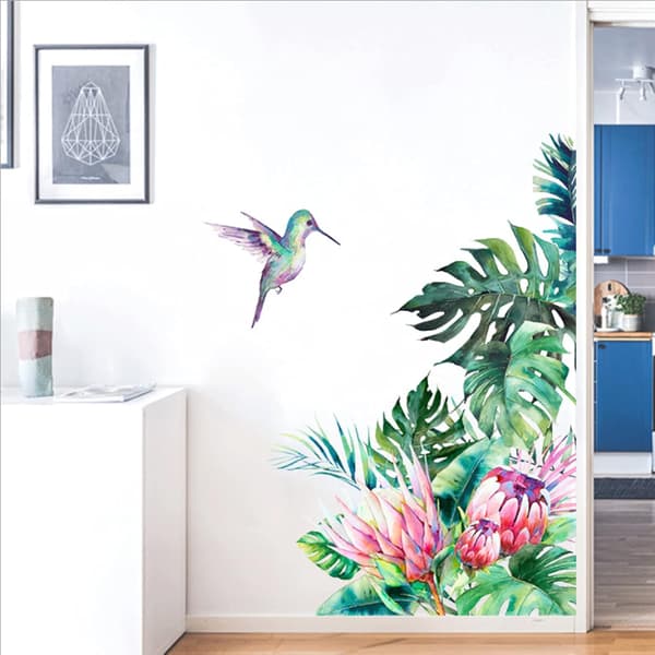 Monstera Palm Träd Blad Växter, Tropiska Blad Blomma Väggdekaler för Vardagsrum Sovrum Dekoration, Tydligt Tryckta Högkvalitativa Väggdekaler Lätta att