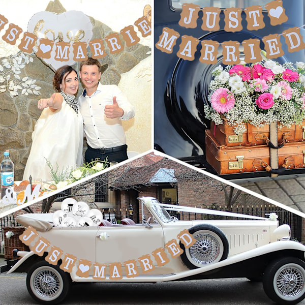 Elegant Bröllopsdekor, Premiumkvalitet Elegans Just Married-paket för Förlovningsfest, Vitt & Guld Tema