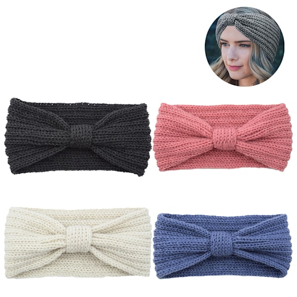 Virkade öronvärmare, pannband, turban stretch pannband, varma