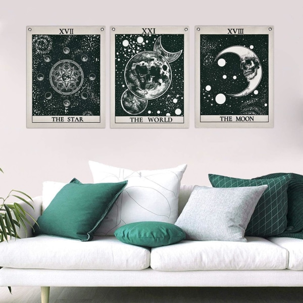 Pakke med 3 Tarot Tapestry, The Star The Moon The World Tarot