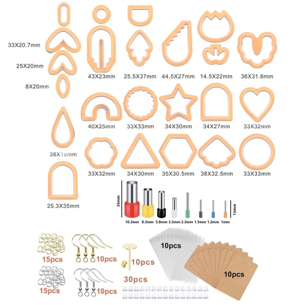 24 former av polymerlerskärare, gör-det-själv-örhängetillverkningssats med 142 st