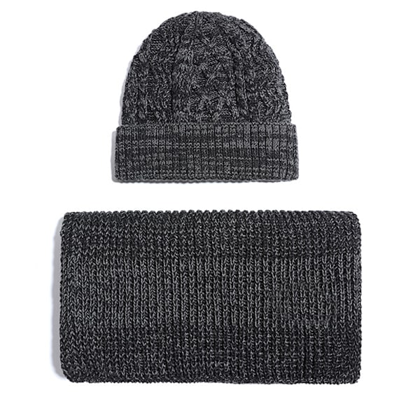 Stickad mössa halsduk set vinter varm tjock virkad bobble mössa mössa