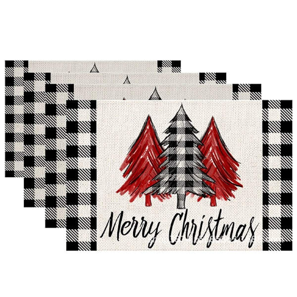 Julgransplacemats i lantlig stil, miljövänligt material, blekningsbeständig vinyl, halkfri inredning för inomhus- och utomhusbruk för julbord