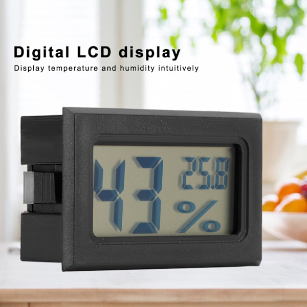 5 stk LCD-termometer hygrometer mini innendørs hjem skrivebord temperatur fuktighet måler svart