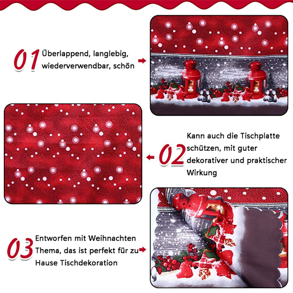 Rektangulär Duk för Julstämning, Icke-Bleknande Mjuk Skrynkelfri Tvättbar Bordsduk Skyddar Bordet från Repor och Spill för Kök och Matsal