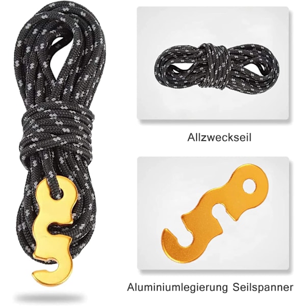 PCS Reflex Guy Ropes Camping, med repjusterare