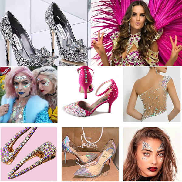 Rhinestones til negle, negleglitter, pailletter, klistermærker til negle