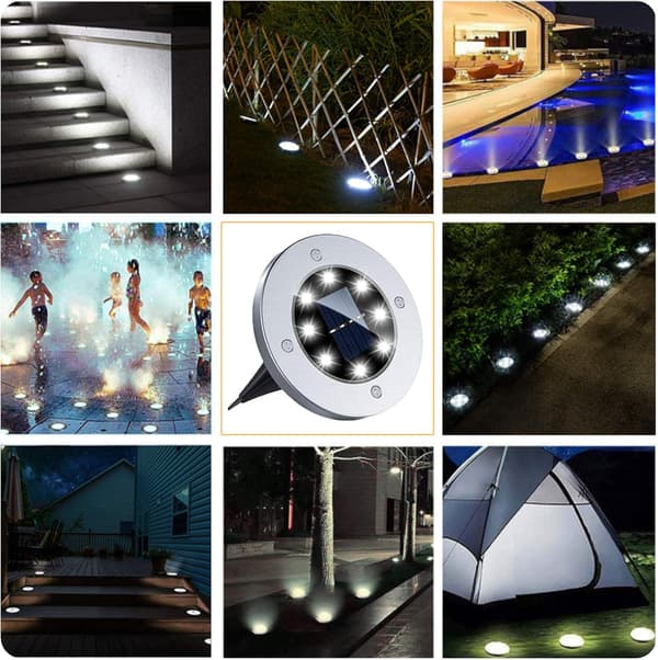 Utendørs solcellelampe, 8 LED-spotlight solcellehagelampe vanntett
