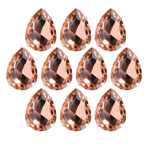 10 stk sy på rhinestones krystaller skinnende knapper dekorasjon for DIY håndverk klær sko vesker (0,71 x 0,75 tommer rosa dråpeformet)