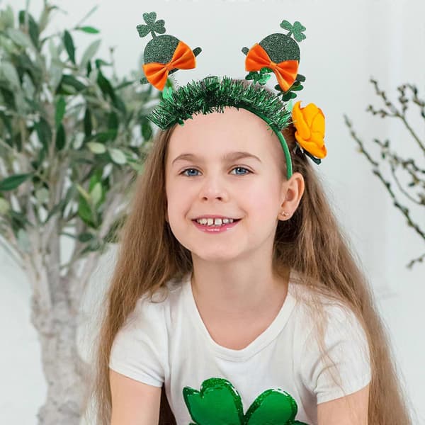 Shamrock sløyfe hårbøyle med liten flosshatt for kvinner, egnet for dekorasjon