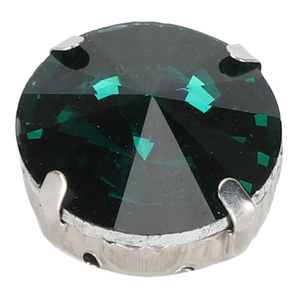 20 stk. DIY Claw Diamanter Brudekjole Retro Fashion Håndværk Glas Tøj Dekorationer 19mm Smaragdgrøn Rund Glas Gaffel Diamant
