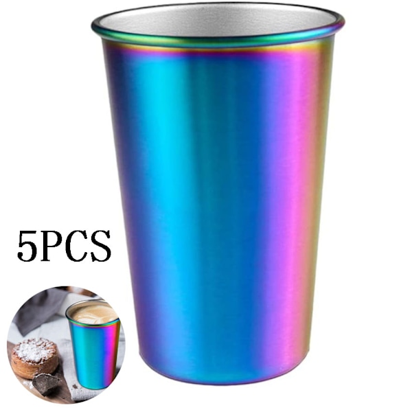 Regnbågsdricksglas, Metallisk Regnbågsskimmer, Giftfria BPA-fria, Elegant Modernt Utseende för Inomhus- och Utomhusdrycker, Set om 5, Skimrande
