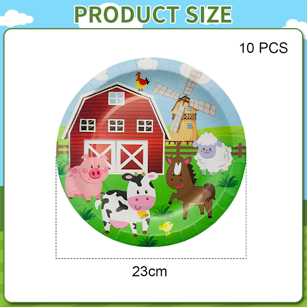 Farm Cow Ranch Chick Dyrebarn Fødselsdagsfest Bordtøj Papbakke Papkrus Vævspapir Dekoration Festartikler 10PCS