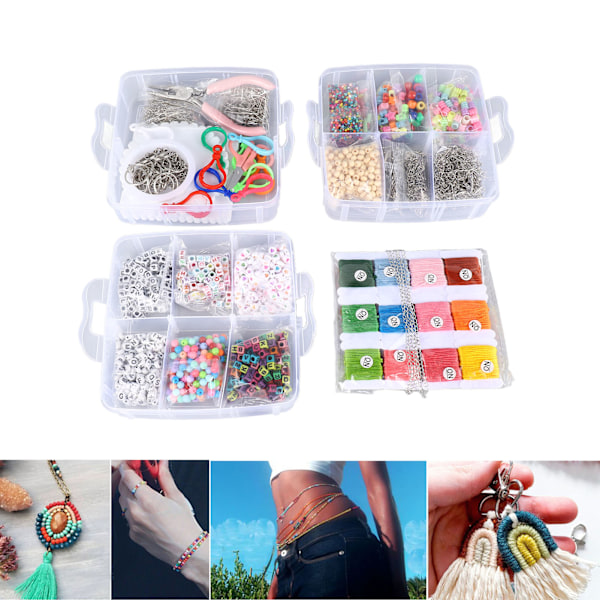 Armbåndssett med 3352 perler i forskjellige stiler og rike farger, eskepakket smykkefremstillingssett for familier, barn og nybegynnere