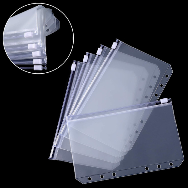 A6-pärmfickor 15-pack transparent PVC 6-håls pärmfickor