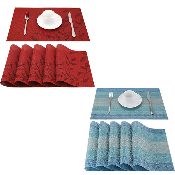 Placemats washable set of 6, dirt-repellent, for restaurant kitchen