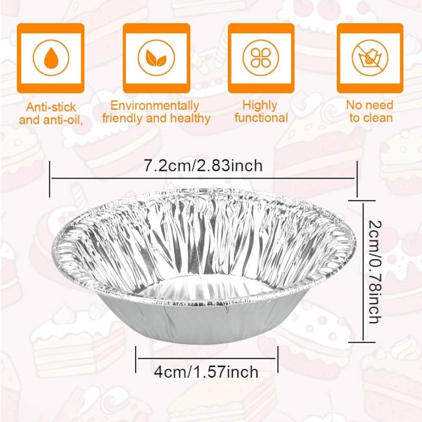 Mini Pajformar, Kraftiga Aluminiumfolieformar För Bakning av Desserter, Non-Stick & Vattentäta, Perfekta För Fester & Cateringevenemang