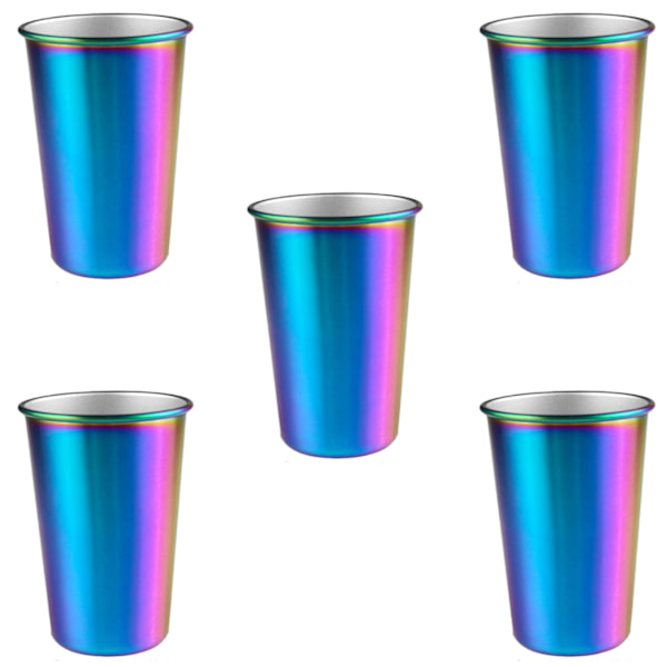 Regnbågsdricksglas, Metallisk Regnbågsskimmer, Giftfria BPA-fria, Elegant Modernt Utseende för Inomhus- och Utomhusdrycker, Set om 5, Skimrande