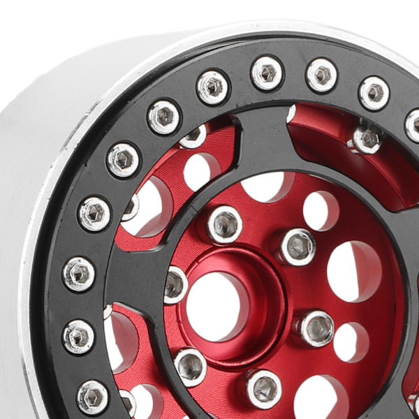 2 stk 1,9 tommers Beadlock-hjul i aluminiumlegering CNC-bearbeiding Universal RC-hjul for Crawler Red