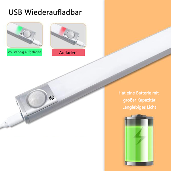 Superstark Rörelsesensorlampa, Lättinstallerad Trådlös Garderobslampa, LED Under Skåpbelysning Förbättrar Ditt Utrymme, Uppladdningsbar Dimbar