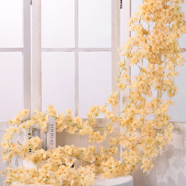 Kunstig kirsebærblomstguirlande, hængende vinstok silkeblomster