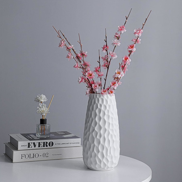 Konstnärlig Blomvas, Elegant Design Modern Minimalistisk Dekor för Hemmakontor Hotell, Perfekt Gåva för Olika Tillfällen (Vit, 12.4x25.5x7.5cm)