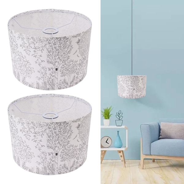 2 sarjan PVC-rumpuvarjostin 11,8 x 11,8 x 7,8 tuumaa Moderni yksinkertainen puukuvioinen pöytävalaisimen varjostin makuuhuoneeseen