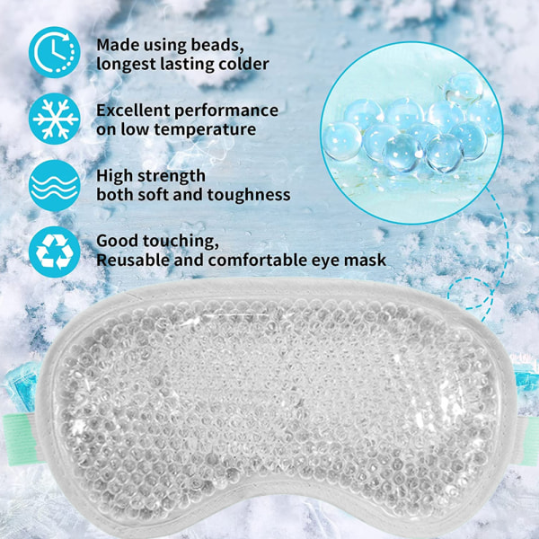 Cooling Ice Gel Eye Mask Återanvändbara ögonmasker, med plysch baksida