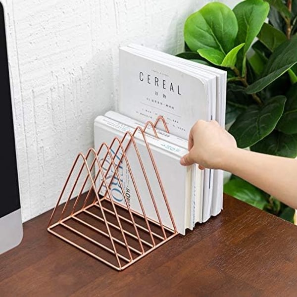 9 spor Rose Gold Magazine Holder, Desktop File Sorter Organizer T