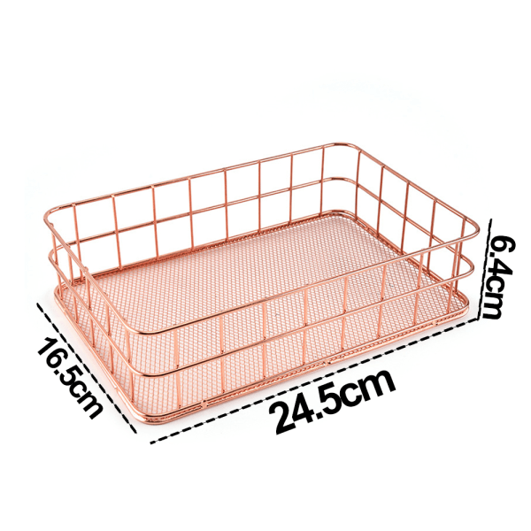 Desktop Metal Storage Basket, Wrought Iron Storage Box Grid