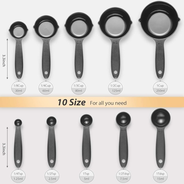 Ergonomisk Design, Bekvämt Grepp Måttsats Med Innovativ Utrymmesbesparande Design För Enkel Organisation Och Förvaring