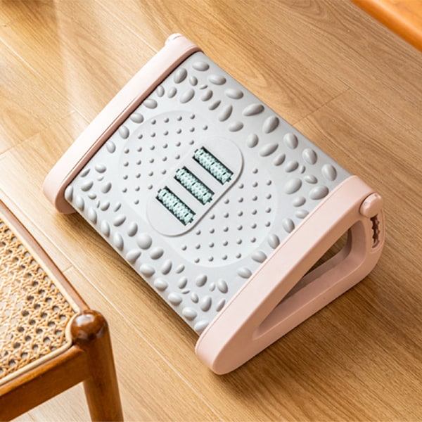 Foot Step Stool Massage Roller Function Simple Style Compact Plastic Material Foot Rest for Under Desk Home Office Pink