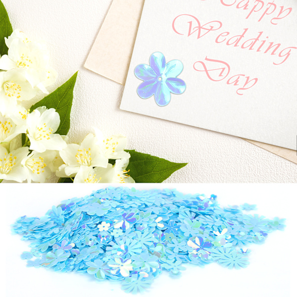 Konfetti Blomformade Glitter Paljetter Spangles Fest Bröllop Strö Dekoration Tillbehör(Färgglad Blå )