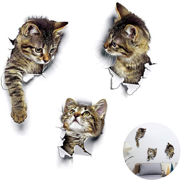Väggdekaler 3D Väggdekaler Katter Väggdekaler Kombination Toi