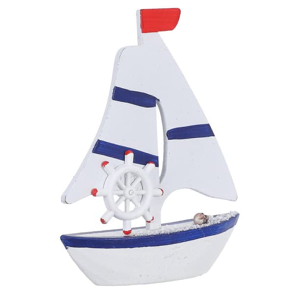 Nautisk träbåt dekoration mini segelbåtsmodell för hemmet 2-pack