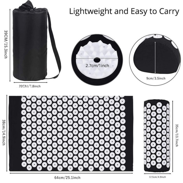 Acupressure Mat and Pillow Set for Back/Neck Pain Relief and