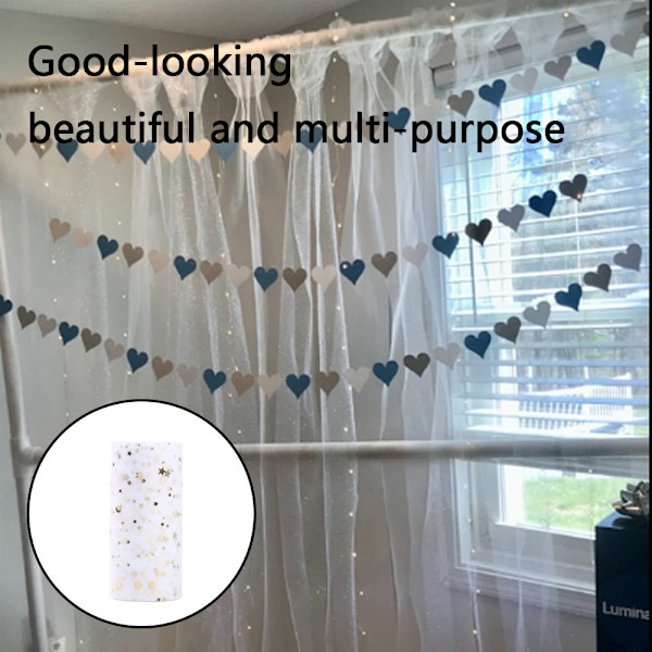 Tulle stof rulle glitter, dekorativt stof bryllup & fødselsdagsfest