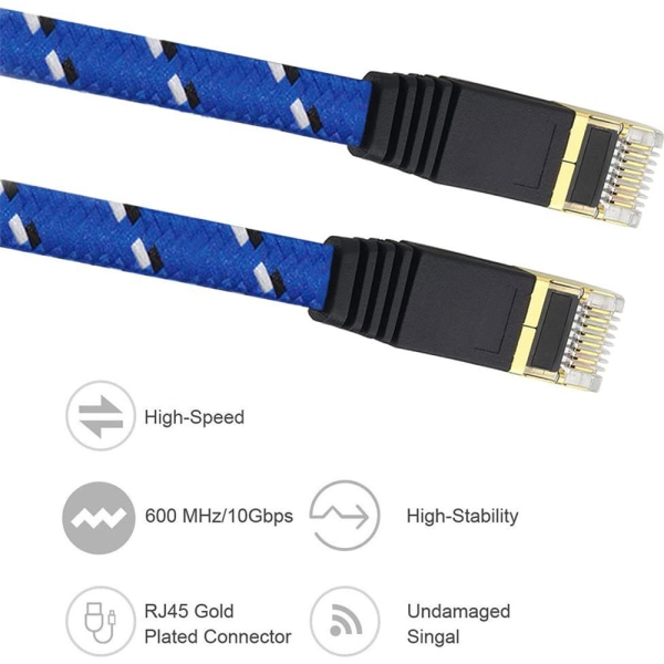 Nylon Cat 7 Ethernet-kabel, Cat7 RJ45 netværkspatchkabel fladt