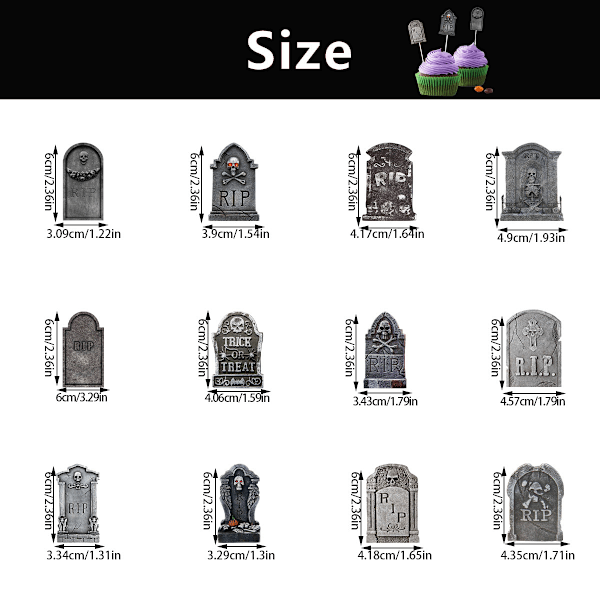 Läskiga Halloween Gravsten Gårdsskyltar, Spöklika Vattentäta Gravstensdekorationer, Perfekt Utomhusskylt för Spökträdgårdar & Fester (Set med 48)