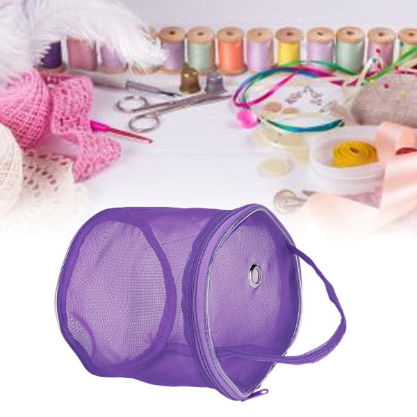 Sykorg för sömnad Bärbar handtag Stor utrymme Mesh design Hållbar nylon Bred applikation Stickväska Lila
